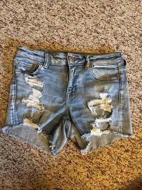 American Eagle Outfitters Light Blue Distressed Denim Shorts